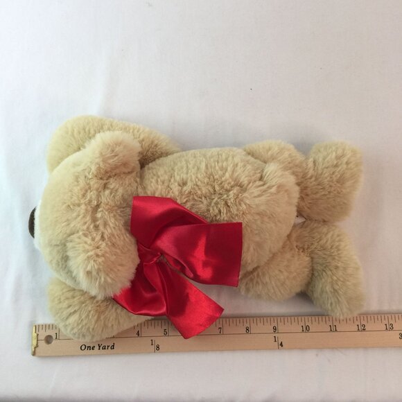 Aurora Hugga Wug Bear Plush 11" Tan Stuffed Animal Toy Red Bow Super Soft RARE - Picture 9 of 9
